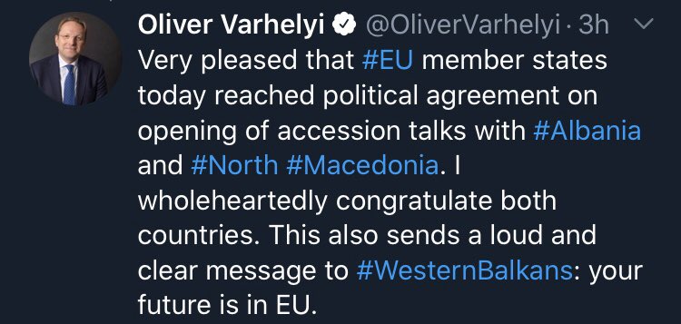 iapsseurope's tweet photo. Good News!
General Affairs Council of the EU (Ministers of EU Affairs) gave a #green_light to opening of EU accession negotiations with North Macedonia and Albania, tweeted Enlargement Commissioner @OliverVarhelyi! 
#EU_accession #Enlargement #Balkans #EaP_next? https://t.co/LGB9BFaYfo