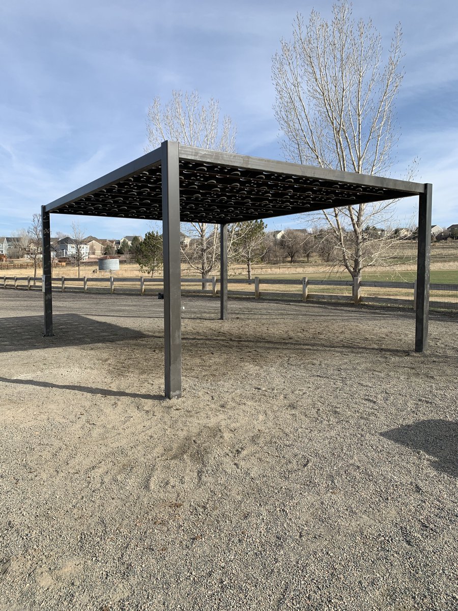 Parasoleil's tweet photo. We stopped by our recently built Solar Series™ shade structure at the @westminsterco Big Dry Creek dog park this past weekend. Even with a bit of #socialdistancing, it looks like these pups are very happy with their shade. #parks #PatternWithPurpose #design https://t.co/2BFhzVGfBr