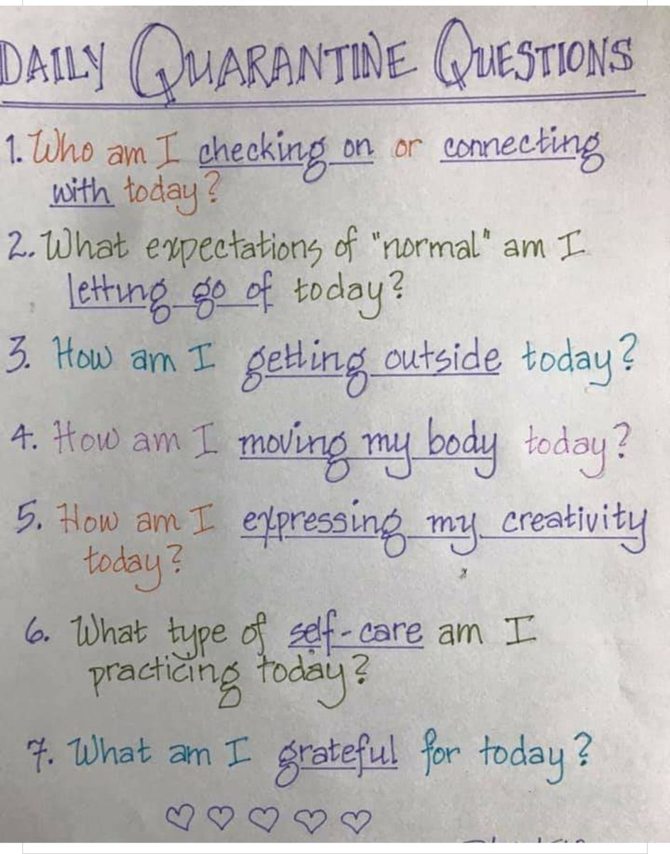 Excellent daily quarantine questions for mental and physical health!
📷 Brooke Anderson