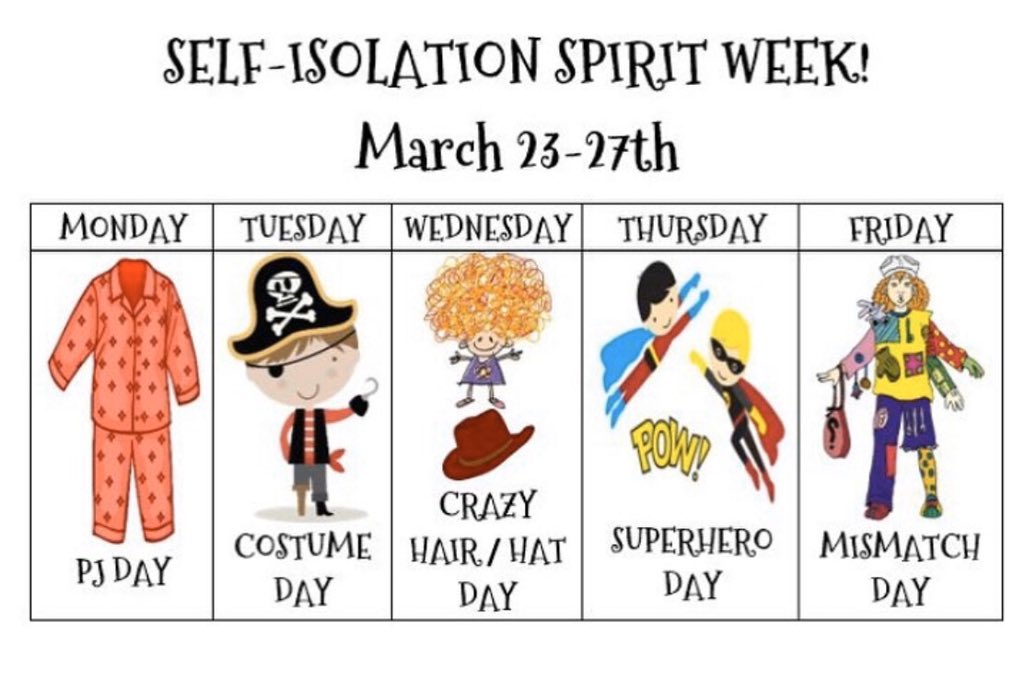 Just because we are all learning from home, doesn’t mean we can’t still have fun! Special thanks to Ms. Gawlik for making this!