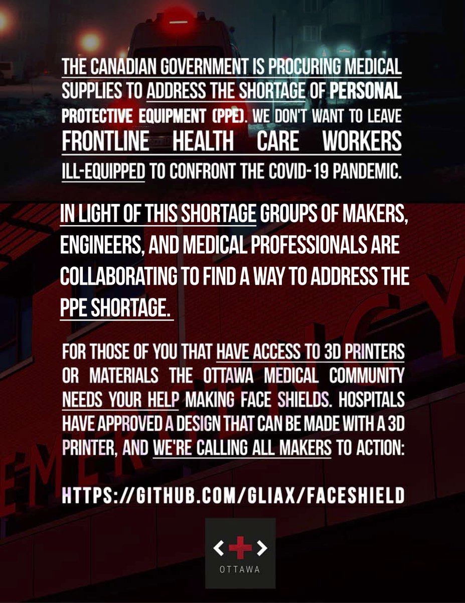 #ottcity we’re rollin' up our sleeves and calling all makers 👩‍🎤 Healthcare professionals need our help. If you have access to a #3dprinter take 2 minutes and let us know . Thank you! forms.gle/YHASxDBT9ve5Yu…