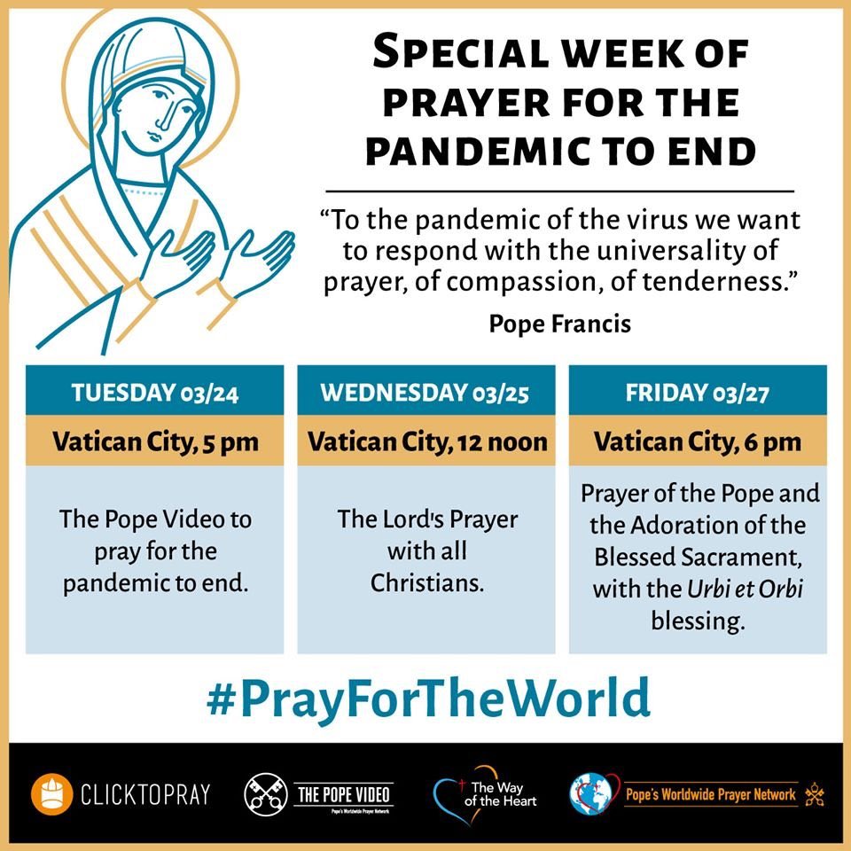 bishopmuheria's tweet photo. Pope Francus has invited all Christians, believers &amp; people of good will,tomorrow 25th March  to offer prayers at midday. To SAY AN OUR FATHER. But also add any other prayers. On Friday he will bless all the world ina special blessing URBI ET ORBI. Please Join in; lets all pray https://t.co/9PGTKxNDq3