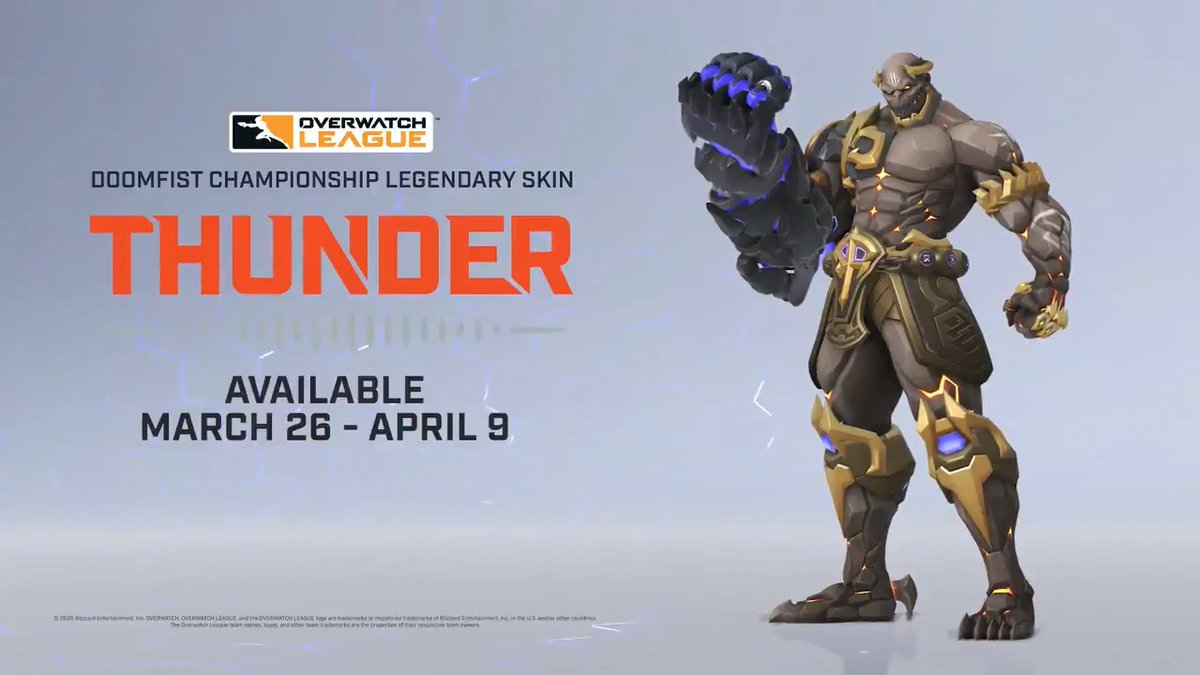 Overwatch League There S A Storm Brewing Thunder Doomfist Will Shocktheworld March 26th To Honor The Sfshock S Championship Season T Co Qmorugj3op