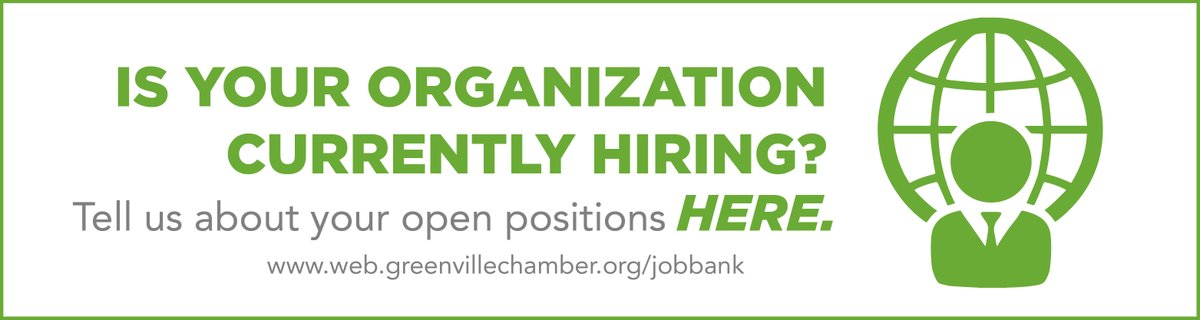 If your company is looking for a few extra pairs of hands, let us know! We want to help bring connect job seekers with employers. web.greenvillechamber.org/jobbank
