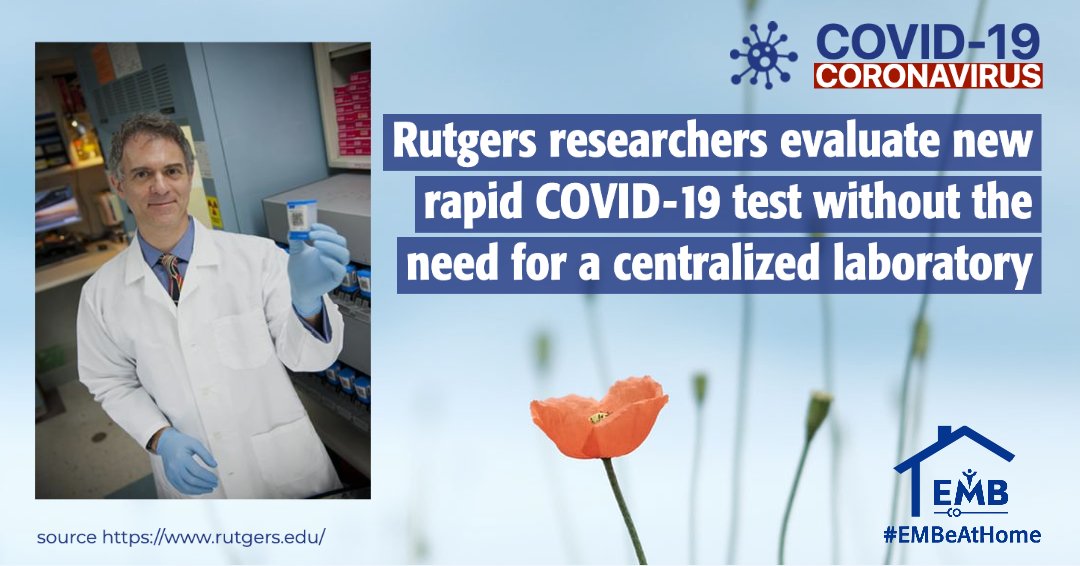 IEEEembs's tweet photo. Dr. David Alland and his team from @Rutgers New Jersey Medical School are evaluating a #COVID-19 test that is fast and easy to perform without the need for a centralized laboratory. Read more at Rutgers Today https://t.co/i8eg7cYXtU
#COVID19 #Coronovirus #EMBeAtHome https://t.co/1GODA7bVyB