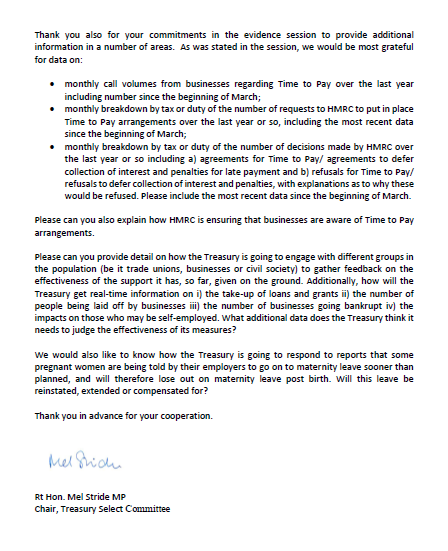 BREAKING: Following the unprecedented response to our call for evidence on the Government's financial response to #coronavirus, we've urged the Chancellor to take more action to help the self-employed.

We've also requested further information on numerous areas.