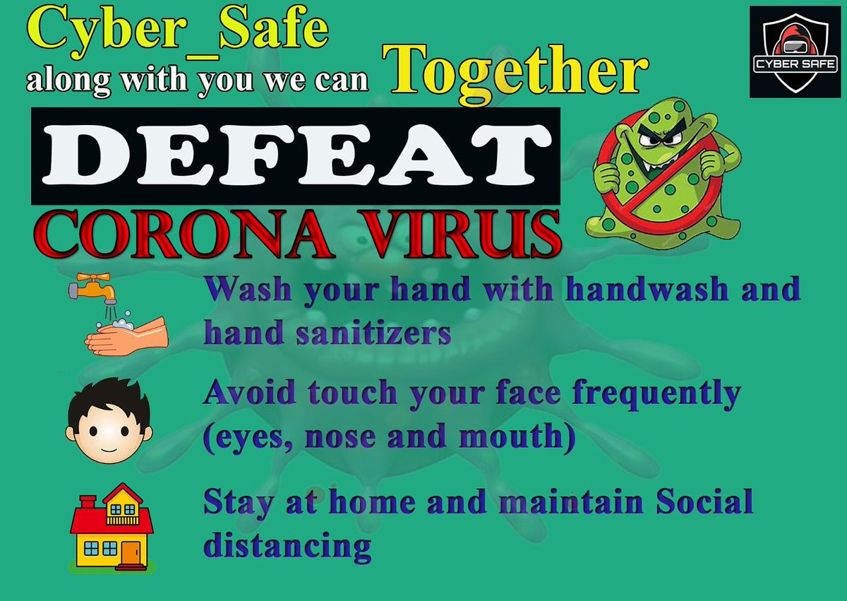 CyberSafe13's tweet photo. Due to continuous increase in the cases of Covid 19 in India, it has become very important for all of us to stay at home. Cyber_Safe is appealing to all the citizens of this country to make themself safe. Lets together fight with this virus. #StayHomeStaySafe #IndiaFightsCorona https://t.co/KHE94R5l5T