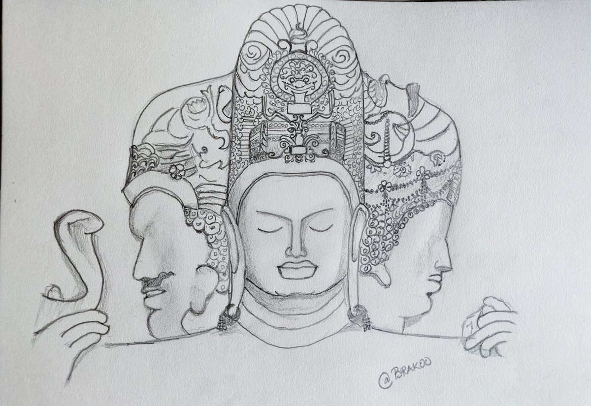 Starting a thread of sketches/drawings that I have started as a hobby.Gharapuri/Elephanta Sadāśiva.