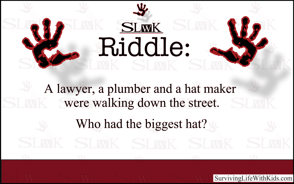 SurviveLifewKid's tweet photo. A Lawyer, a Plumber and a Hat Maker Were Walking Down the Street. Who had the biggest hat? https://t.co/oRIBujtFal https://t.co/7Nz1v0TASY
