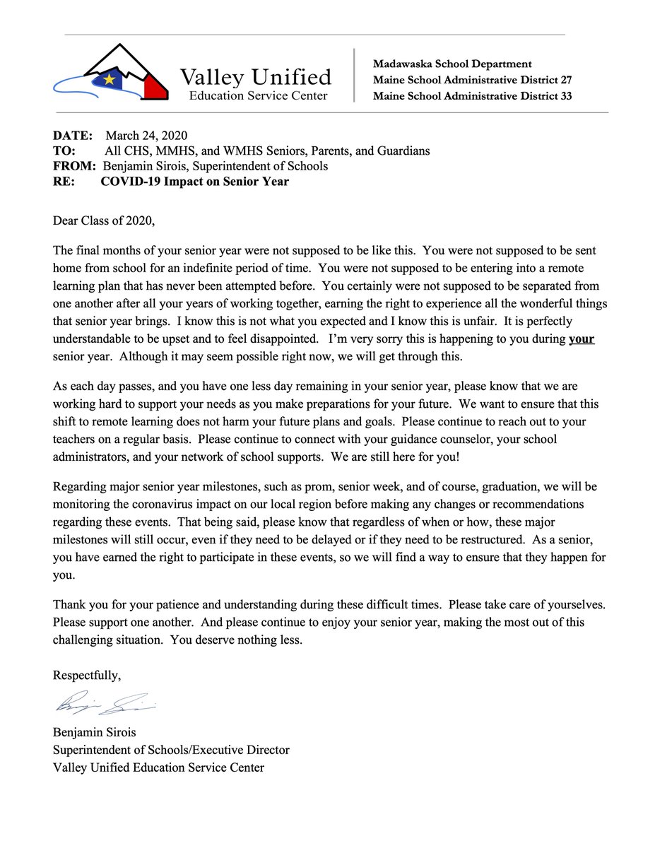 We want to let the Class of 2020 know that we are still here for them, working to ensure that their future goals and plans will not be hindered by this pandemic.  vuescsuper.blogspot.com/2020/03/a-lett…