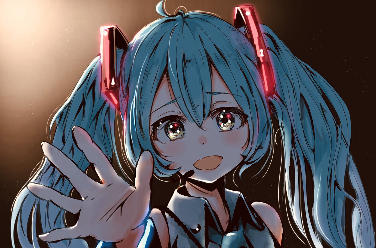 hatsune miku 1girl solo twintails long hair open mouth looking at viewer smile  illustration images