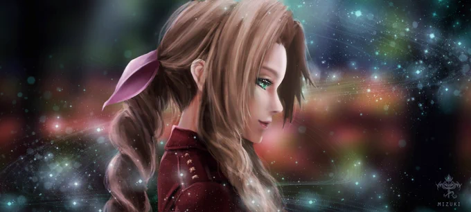 FF7のリメイク楽しみ┌|∵|┘その前にバイオre3 するけど#FF7#エアリス #落書き #イラスト 
