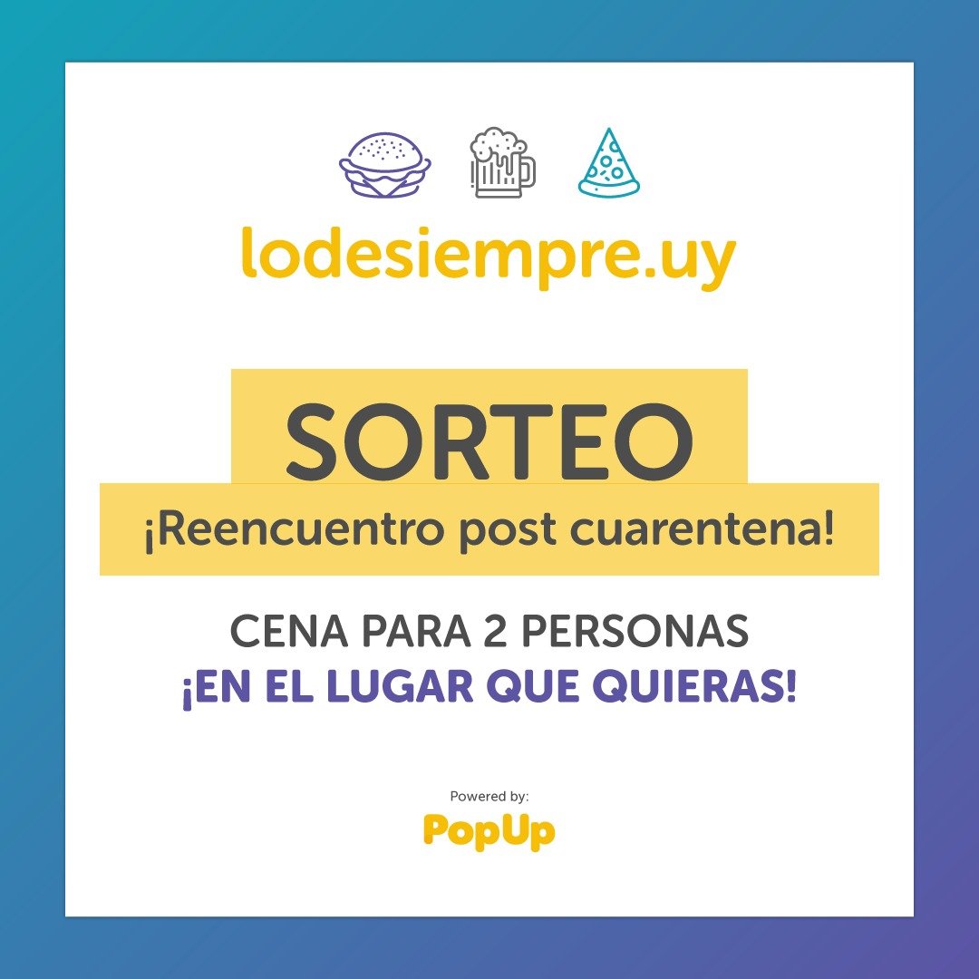 LodesiempreUy's tweet photo. ¡Estamos todos deseando que pase la cuarentena para volver a vernos!.
Por eso sorteamos una CENA PARA 2 PERSONAS ¡EN EL LUGAR QUE QUIERAS!

Seguinos en Instagram (Ig: @lodesiempre.uy) y seguí los pasos para participar!

#COVID19 #MeQuedoEnCasa #DeEstaSalimosTodosJuntos https://t.co/6kDNauCl9p