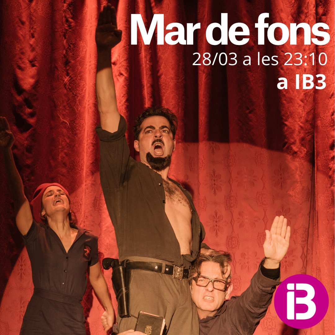 TORNA MAR DE FONS! Aquesta vegada en format televisiu.
Si vos vàreu perdre Mar de fons, o teniu ganes de tornar a veure-la i gaudir del teatre en aquests temps tan estranys, no vos perdeu MAR DE FONS, AQUEST DISSABTE A LES 23:10 A IB3.
<a href="/IB3/">IB3</a>
