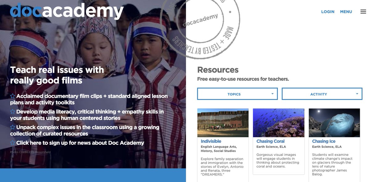 TheDocSociety (@thedocsociety) on Twitter photo Stuck inside with school-aged children? Looking for ways to enrich home learning? <a href="/DocAcademy/">DocAcademy</a> has a slew of resources, for free (!), available in the US & UK. Using documentary clips & teacher-made toolkits, keep you kid engaged on a variety of themes. docacademy.org Stuck inside with school-aged children? Looking for ways to enrich home learning? <a href="/DocAcademy/">DocAcademy</a> has a slew of resources, for free (!), available in the US & UK. Using documentary clips & teacher-made toolkits, keep you kid engaged on a variety of themes. docacademy.org