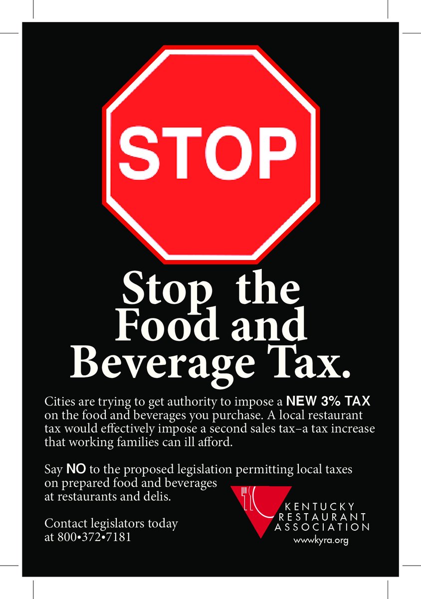 restaurant_stop's tweet photo. As long as our legislators are meeting in Frankfort, we hope you will call and voice opposition to House Bills 470 and 475 - and any other measure that singles out restaurants for a tax for cities. Restaurant owners are fighting to stay in business, they don't need another tax. https://t.co/wGkQAH99vw