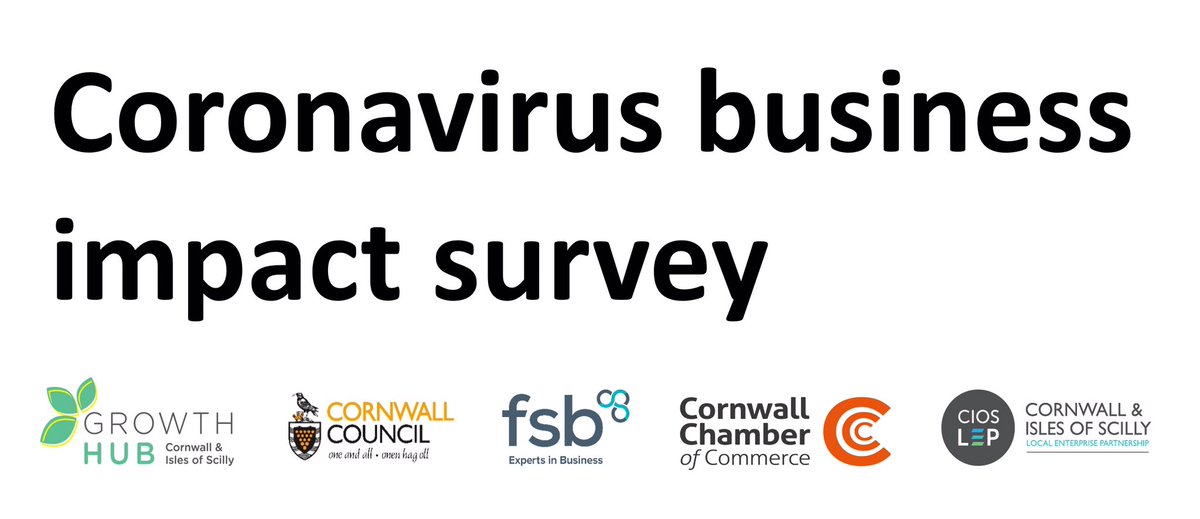 We’re working with our partners to capture information about how #COVID19 is impacting on businesses in Cornwall &amp; Scilly, including charities, social enterprises &amp; sole traders. Please take a few minutes to fill out this survey and RT surveymonkey.co.uk/r/2N39WBL