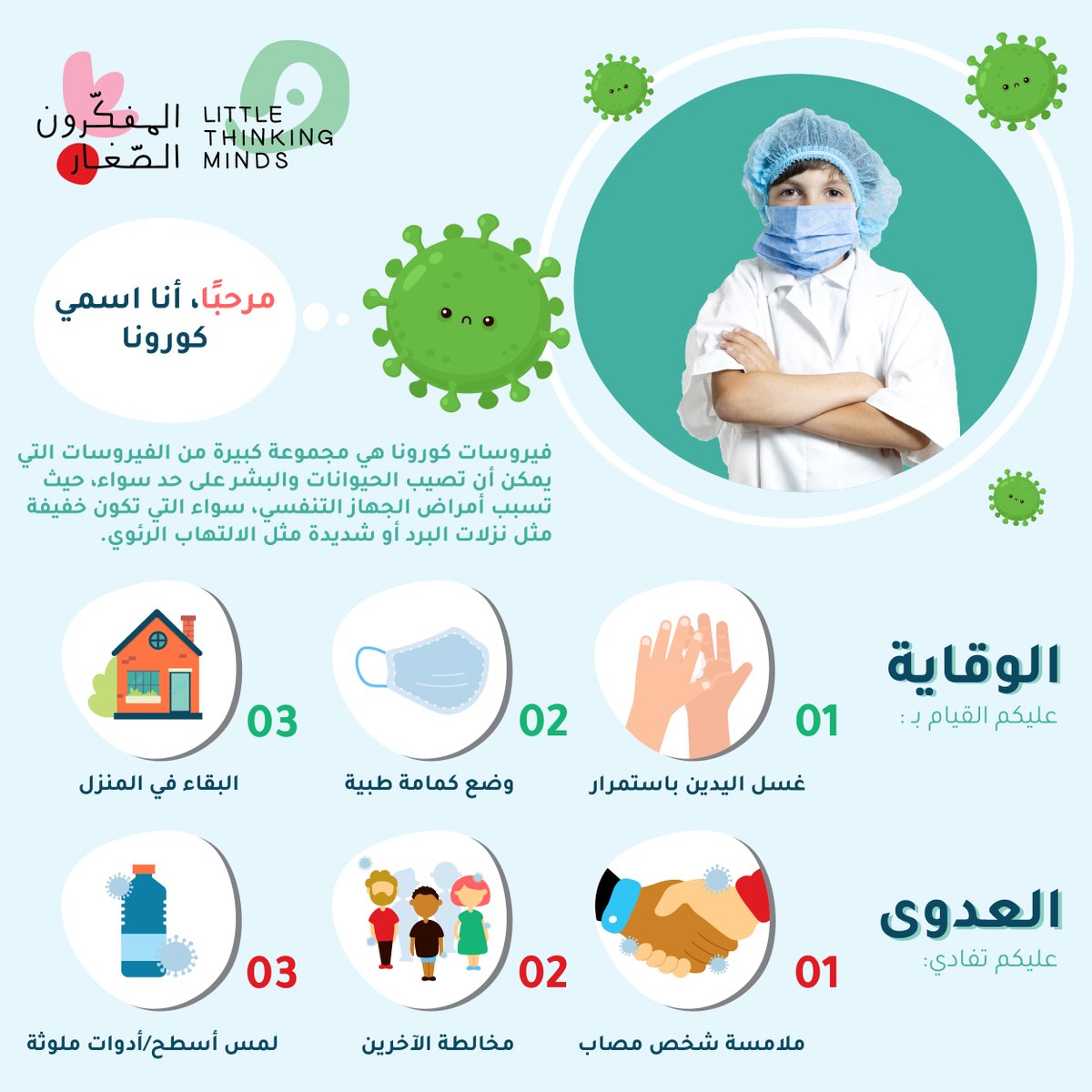 LTM_kids's tweet photo. جاء دورك لتقم بحماية نفسك وعائلتك وبلدك .. والحد من انتشار #فيروس_كورونا ( #covid19 )

#توعية #كورونا #فيروس #corona https://t.co/LA6sgqyMxr