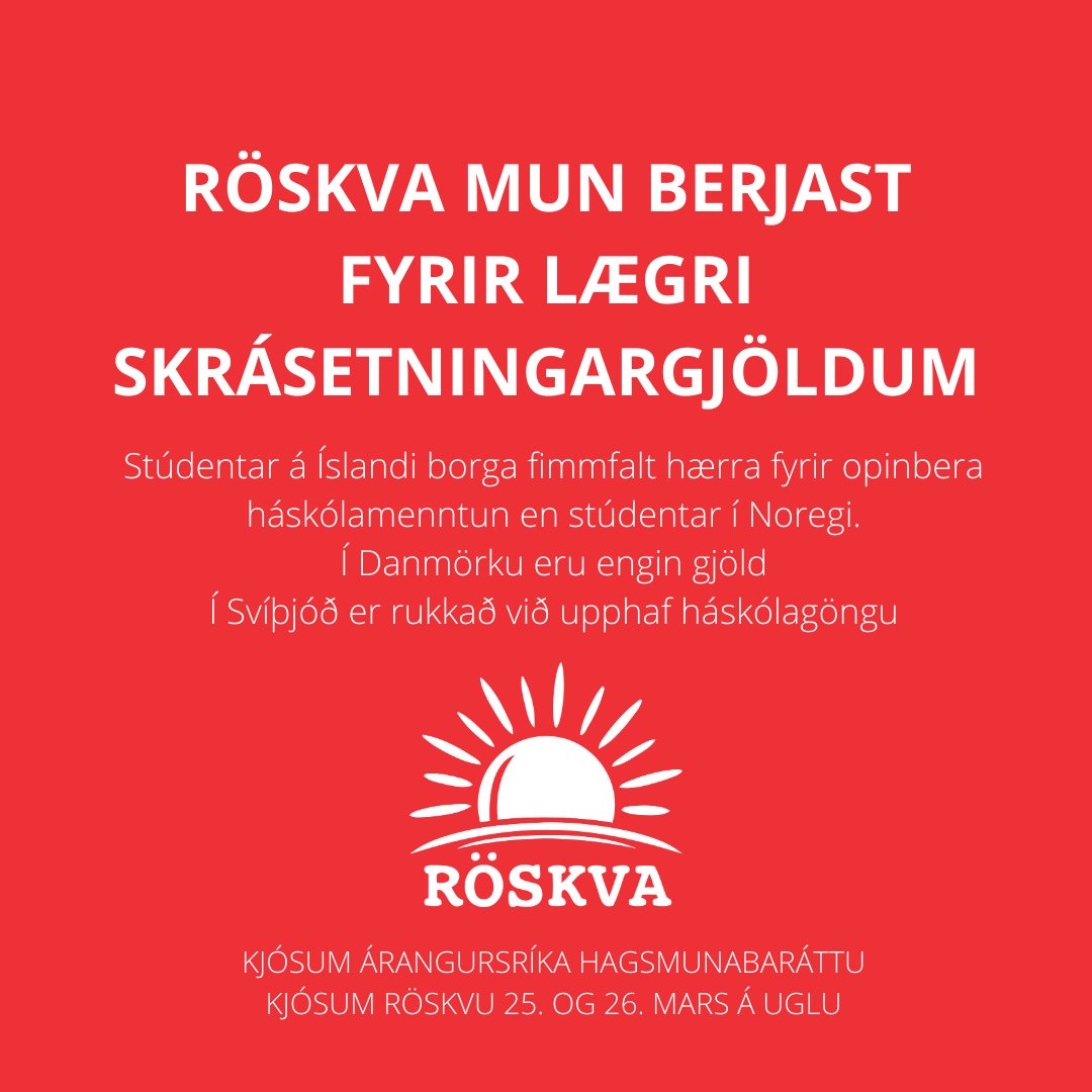 ‼️Skrásetningargjöld við HÍ verða ekki hækkuð skólaárið 2020-21 líkt og var til umræðu‼️

Röskva mun hins vegar ekki segja staðar numið hér, heldur munum við berjast fyrir lægri skrásetningargjöldum.