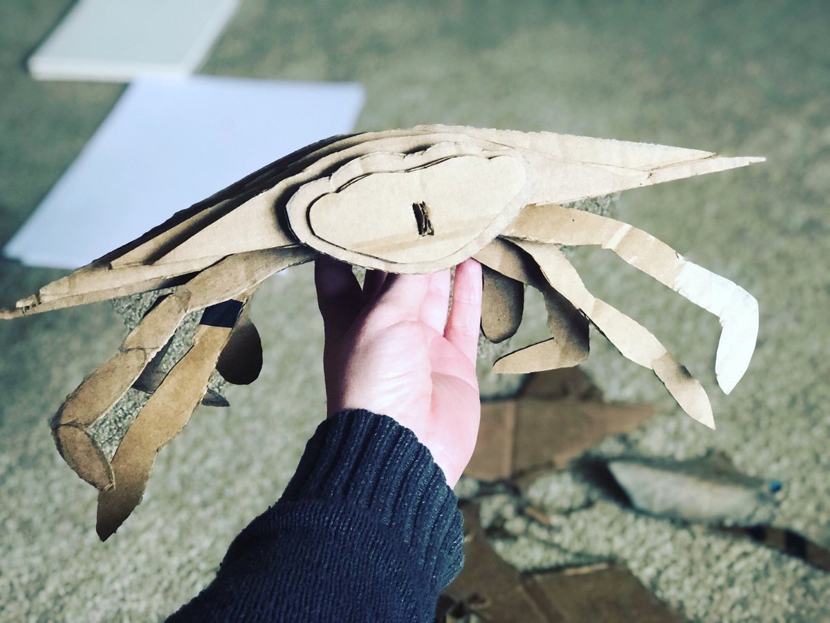 Ms. Thomas keeps herself busy with Cardboard Crabs!#NeverStopCreating ⁦<a href="/Westlake_HS/">Westlake High School</a>⁩ ⁦@WestlakePtso⁩