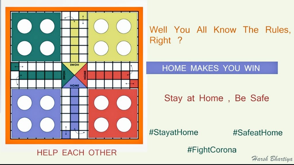 harsh_mee's tweet photo. Now I got  the value of this game, 
Home is the only place where you can win.
Please be at Home,  Be Safe.
Win The Game Against Virus. 

#StayAtHome #StayAtHomeSaveLives #SaveLives #SafeAtHome  #CoronavirusLockdown #lockdown #BeActive #SupportlockDown https://t.co/IzjWVsuk3C