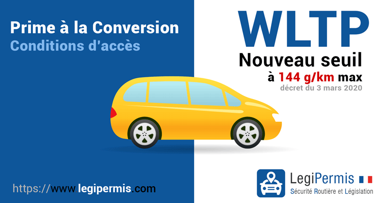 [Prime à la Casse] Un nouveau seuil de CO2 de 144 g/km maximum est entré en vigueur le jeudi 5 mars 2020 pour pouvoir prétendre à la prime à la conversion (116 g/km jusque là). 
Ceci afin de prendre en compte le nouveau cycle d'homologation WLTP. 

bit.ly/39zKOCw