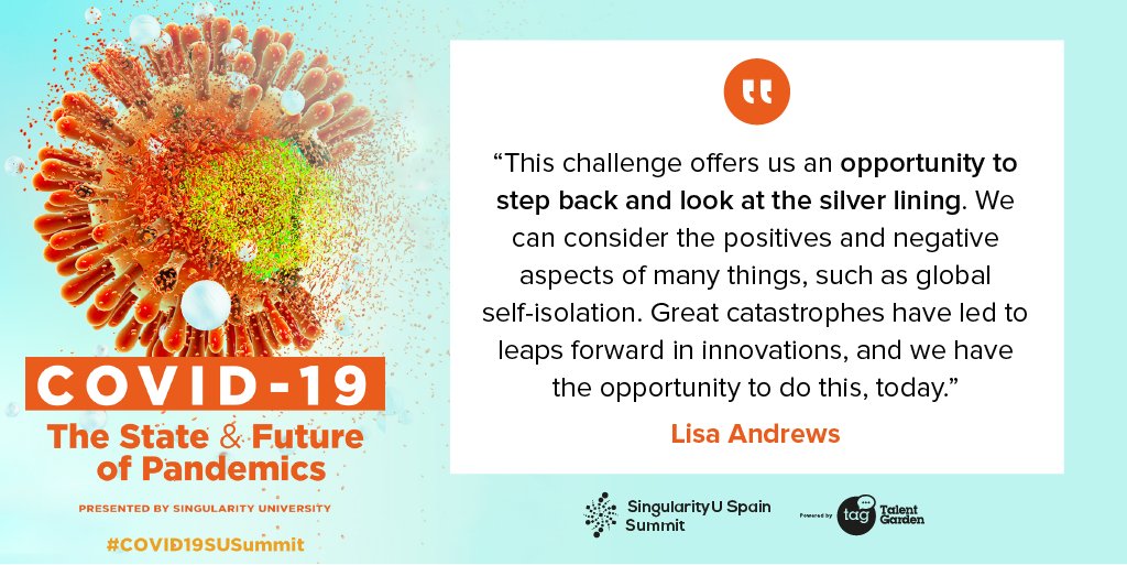 SingularityU Spain Summit (@singularityuesp) on Twitter photo Si tomamos una aptitud positiva, podemos ver a este momento como una grande oportunidad para innovar de manera más rápida que nunca, como ya ha sido en pasado a lo largo de grandes catástrofes. <a href="/LisaAndrews__/">Lisa Andrews</a> @ #CIVOID19SUSummit <a href="/singularityu/">Singularity</a> Si tomamos una aptitud positiva, podemos ver a este momento como una grande oportunidad para innovar de manera más rápida que nunca, como ya ha sido en pasado a lo largo de grandes catástrofes. <a href="/LisaAndrews__/">Lisa Andrews</a> @ #CIVOID19SUSummit <a href="/singularityu/">Singularity</a>