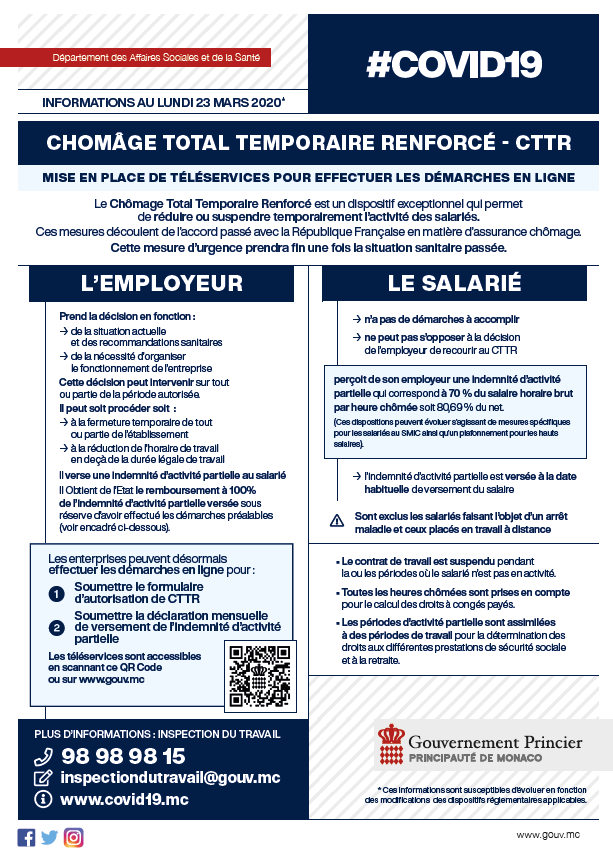 JulienDejanovic's tweet photo. #covid19 #CTTR Entreprises Monégasques nous mettons à votre disposition un téléservice pour vous accompagner dans vos démarches liées aux déclarations de Chômage Partiel ici : https://t.co/PHy86LhFnt https://t.co/ubhr0RgTcM