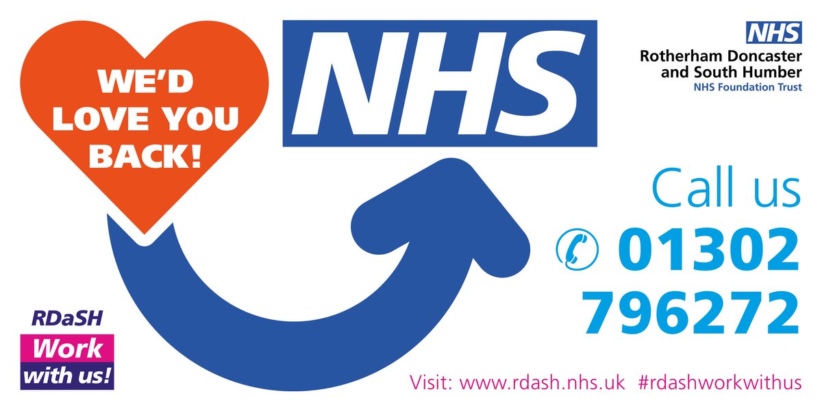 rdash_nhs's tweet photo. Calling all retired nurses… We’d love you to come back and work with us. You can join one of our great teams on a temporary or permanent basis.
Give us a call on 01302 796272
#RDaSHWorkWithUs #NHSjobs #NursingJobs #DoncasterIsGreat #RotherhamIsWonderful #ScunthorpeIsGreat https://t.co/Yq1lTtKMWb