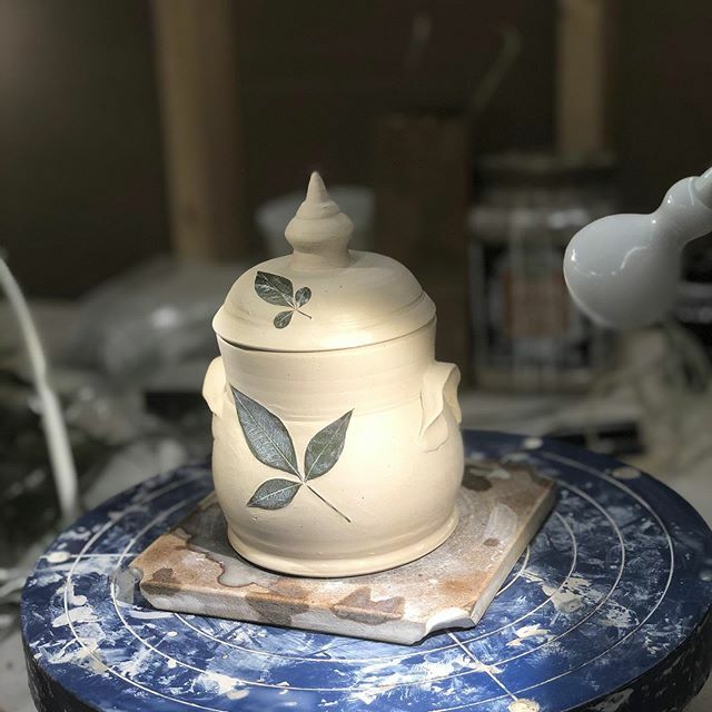 Tune in at 11am for a #facebooklive and a #instagramlive of <a href="/dlecky/">Dayna Lecky</a> doing her leaf press, and slip trail craziness. You’ll never believe how long one person can spend on a pot...#ceramics #sliptrailing #pottery #leafpress #libertytownartsworkshop #art #covid_19 #stayhome #lo…