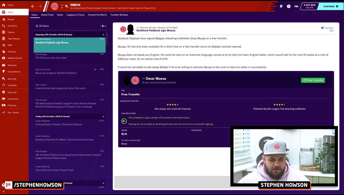 SPaddockFC's tweet photo. Howson is streaming over on twitch with Stretford Paddock FC! 😅
Can @mrstephenhowson take us from the Manchester League to the Premier League? 🤔
➡️ https://t.co/LmWLqXgP61 ⬅️ https://t.co/k1s4CFrnGJ