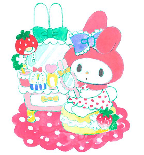 food strawberry bow rabbit no humans cake fruit  illustration images