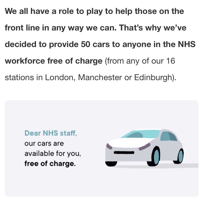<a href="/Virtuo_UK/">Virtuo</a> are enabling NHS staff to rent a car free of charge. I love this! Bringing the country together ❤️