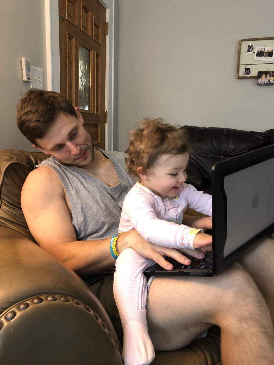 HeatherKlipa's tweet photo. In his new “office” cooking up at-home workouts and it’s take your daughter to work day for @CoachKlip https://t.co/FD1OQgT7WD