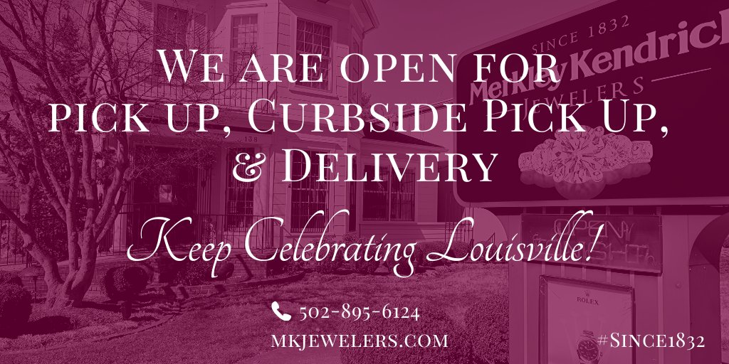 Merkley Kendrick Jewelers (@merkleykendrick) on Twitter photo Following <a href="/GovAndyBeshear/">Governor Andy Beshear</a>'s guidance, our store will be open for curbside pick up, pick up, & delivery. We would be honored to help you create a positive memory during this unprecedented time. Stay healthy! 📞502-895-6124. #Since1832 #KeepCelebrating #TeamKentucky Following <a href="/GovAndyBeshear/">Governor Andy Beshear</a>'s guidance, our store will be open for curbside pick up, pick up, & delivery. We would be honored to help you create a positive memory during this unprecedented time. Stay healthy! 📞502-895-6124. #Since1832 #KeepCelebrating #TeamKentucky