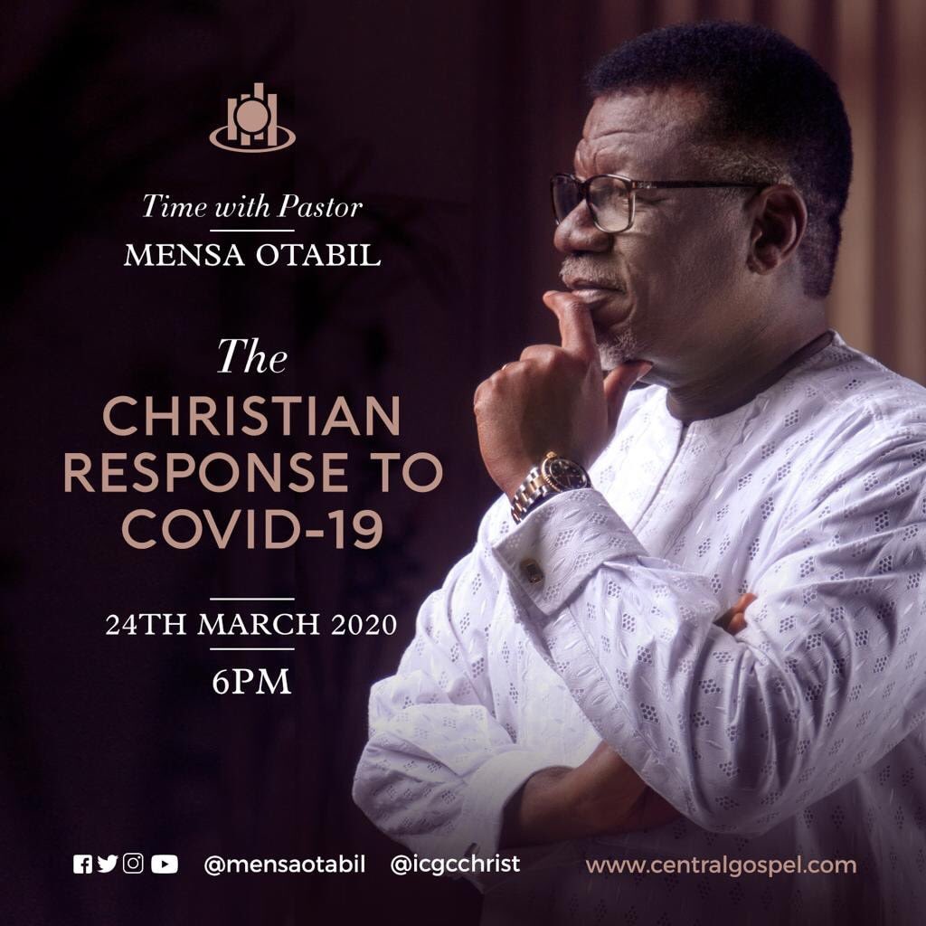 MensaOtabil's tweet photo. At 6PM this evening, I will be speaking LIVE on how we should respond to the COVID-19 crisis. It is important that you have the right attitude and take the necessary precautions during this global pandemic.

#FaithOverFear https://t.co/X7a1VsIWBj