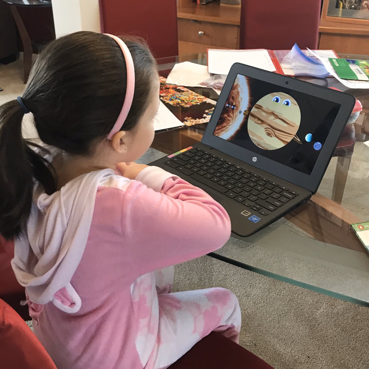 Learning about the planets of the Solar System and enjoying PJ day #smokyrowathome <a href="/SmokyRow1/">Smoky Row Elementary</a> <a href="/owenssre/">Samantha Owens</a> <a href="/myccs/">Carmel Clay Schools</a>