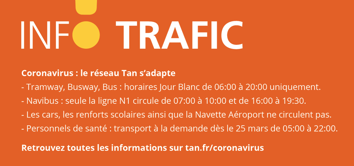 Naolib_Direct's tweet photo. 👩‍⚕️👨‍⚕️ Personnels de santé et médicaux-sociaux : dès demain, profitez d'un réseau de transport à la demande de 05:00 à 22:00. Retrouvez toutes les infos et suivez l'actualité de vos déplacements dans la Métropole sur https://t.co/Z5M2nvpPo0

Sauvons des vies, restons chez nous ! ❤️ https://t.co/sG7E1vXU6h
