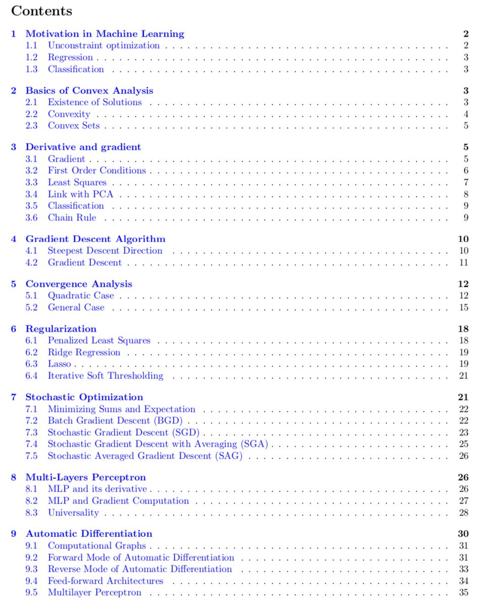 I have put online the course notes for my master course on optimization for ML. Covers convex analysis, gradient descent, SGD, Lasso, autodiff, MLP. mathematical-tours.github.io/book-sources/o…