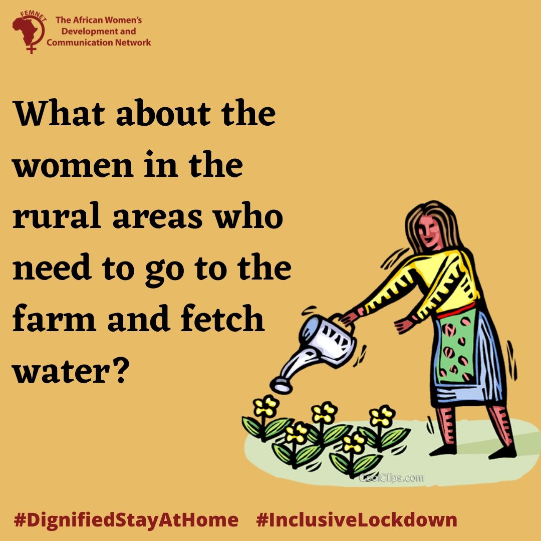 FemnetProg's tweet photo. As the African governments ask for a #Lockdown to flatten the curve on the #COVID19 outbreak, we cannot help but think about the women who might need extra help during this period? 

What measures are being taken to ensure their safety?
#DignifiedStayAtHome #InclusiveLockdown https://t.co/3RaHFeSAlL