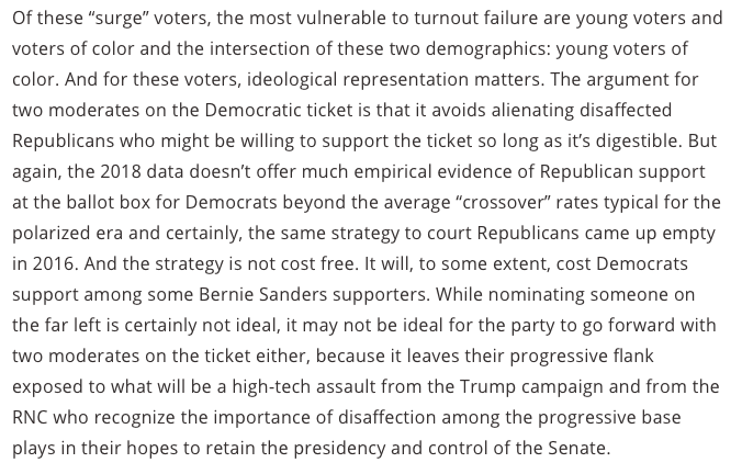 Having a progressive VP pick, to persuade the progressive wing of the Democrats to turn out, could be a game-changer. 12/