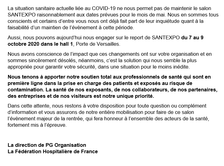 parisSANTEXPO's tweet photo. ❗ Information importante ❗

#SANTEXPO change de dates 👇 https://t.co/i7uYrk0cW1