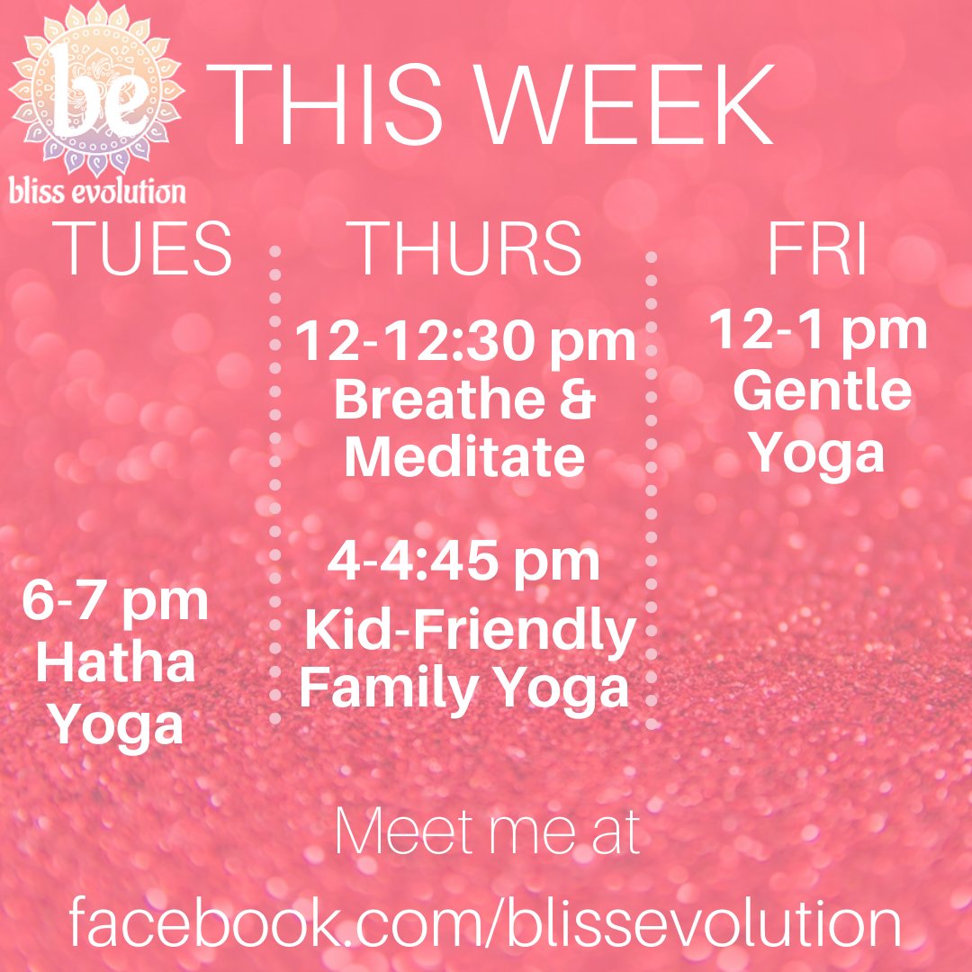 blissevolution's tweet photo. I'll be streaming yoga and meditation classes from Facebook live on my business page, https://t.co/LSf64TsaZi, and want to particularly point out the Breathe and Meditate Class to diminish fear and anxiety on Thursday. Class descriptions can be found here: https://t.co/1GVbaWFgRl https://t.co/APYDdWfLLO
