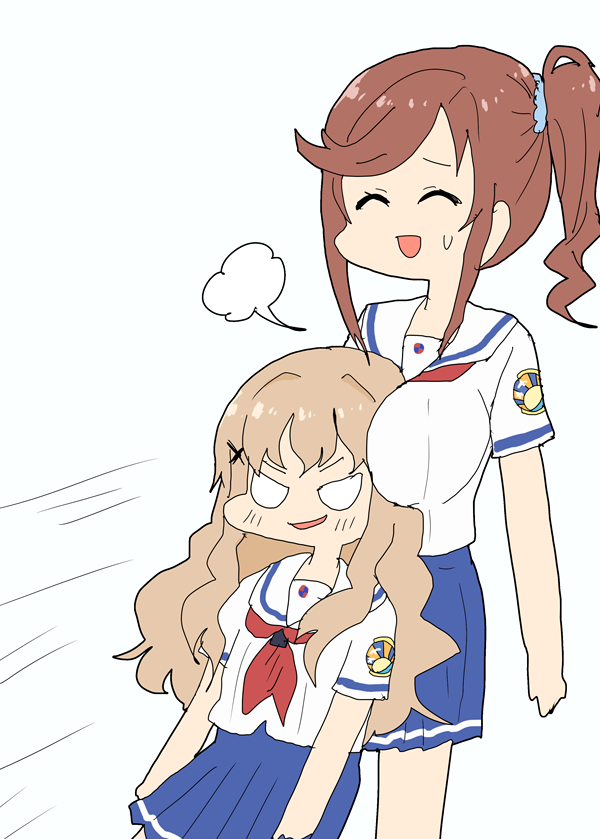 「さりげない動きでサクラちゃんの胸に突っ込むめぐちゃん #はいふり 」|明日葉トモロウ/ダービーガールズ８【C-33】のイラスト