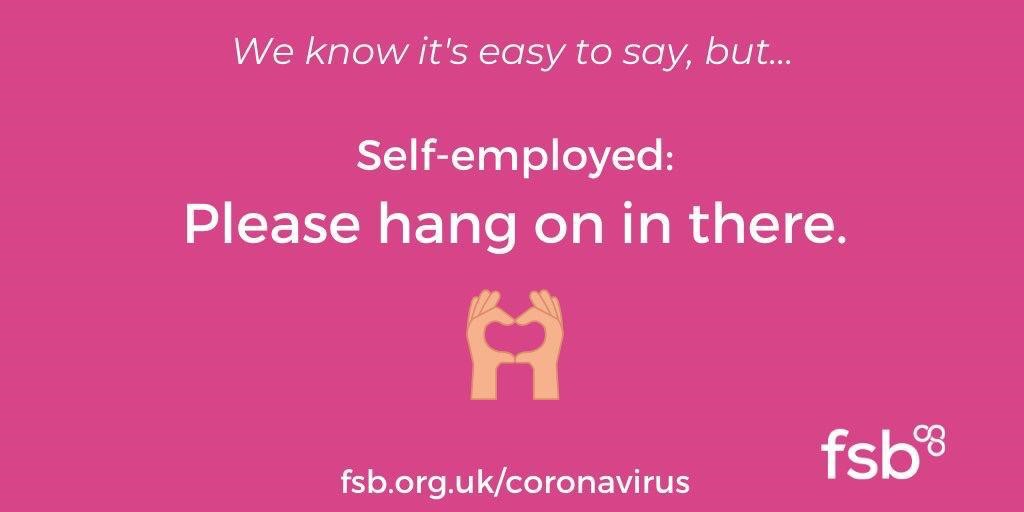 #ThinkSelfEmployed we're doing all we can to get more government support for you right now. 
fsb.org.uk/coronavirus   #CoronaCrisisuk #covid19UK 
<a href="/FSBNorthYorks/">Team</a> @FSBnortheast @FSBSEYorksHumb <a href="/FSBwestyorks/">Barney Mynott</a>