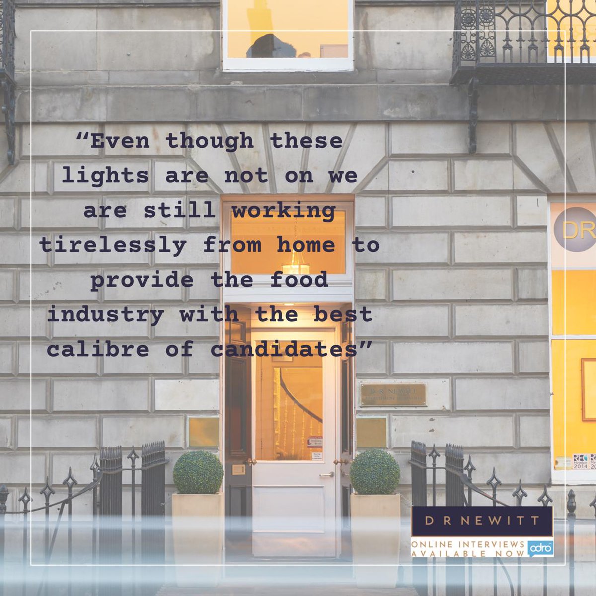 Even though these lights are not on we are still working tirelessly from home to provide the food industry with the best calibre of candidates