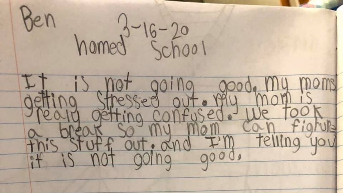 Fox 5 Dc On Twitter Savage Boy Roasts Mom In Hilarious Journal Entry On First Day Of Homeschooling It Is Not Going Good Https T Co Hsgdoj9wrt Https T Co F5e4f9iaha