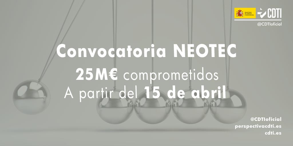 CDTI_innovacion's tweet photo. El Consejo de Ministros ha aprobado 25 millones de euros en ayudas para las empresas innovadoras de base tecnológica. #CMin

El programa #NEOTEC del @CDTIoficial
✅ Prevé beneficiar a más de 100 proyectos
🔄 Acelera la transferencia de conocimiento

➡️ https://t.co/X51EhUtxgg https://t.co/95RZTl5FI9
