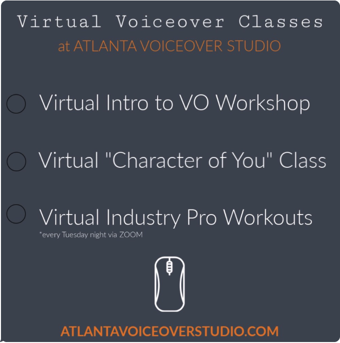 voicebyfishman's tweet photo. Have you wanted to learn more about voiceover? It's a great job to have during this time because you can WORK FROM HOME. Atlanta Voiceover Studio has a lot of online classes and workshops. Go to their website and click BOOK NOW, then VIRTUAL TRAINING - https://t.co/pEWF8JEZ9b https://t.co/kvmiDtdcig