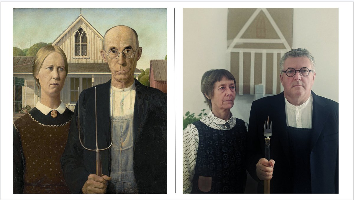 Parental Pandemic PortraitsDay 1American Gothic || Liz & Brian